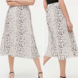 J. Crew Snakeskin pleated midi skirt 0P